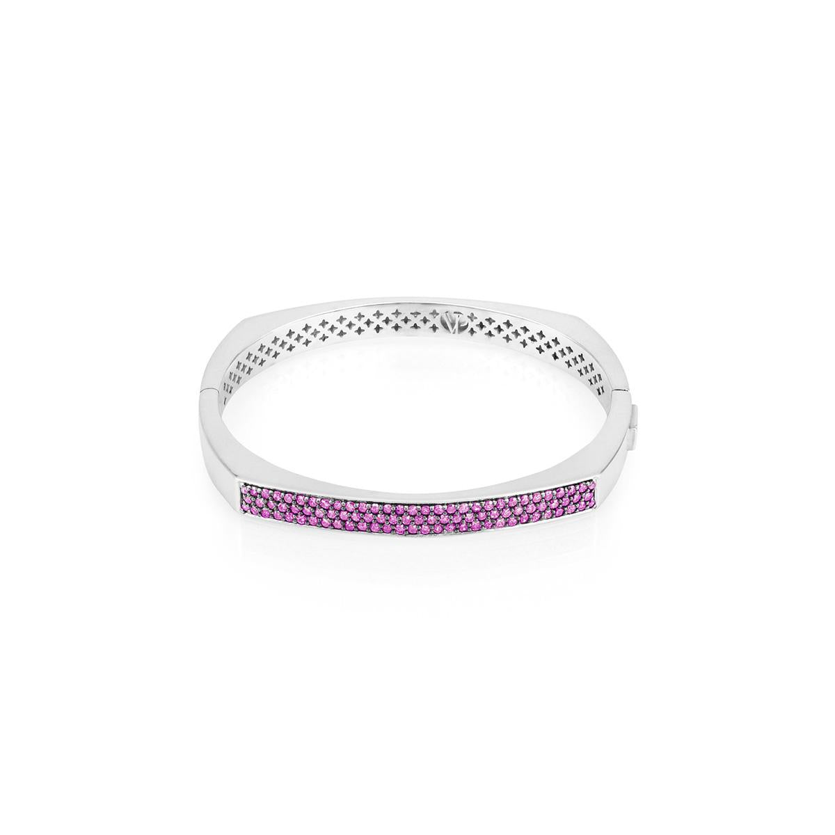 Vincent Peach Sterling Silver Toulouse Bangle With Pink Sapphires