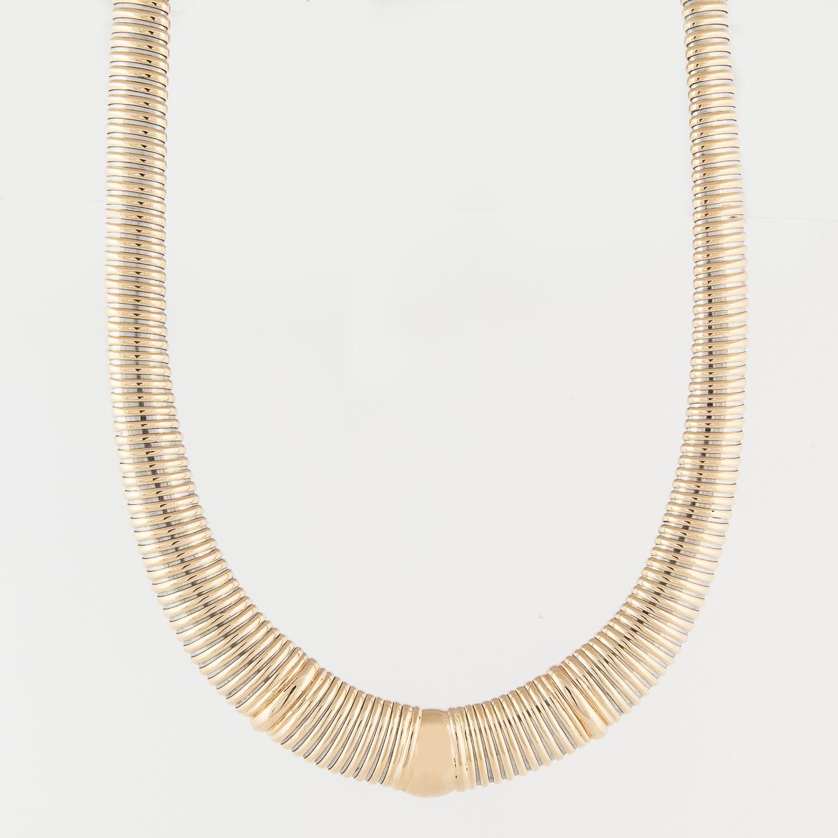 Vintage Cartier 1980s 18K Gold and Steel Tubogas Necklace