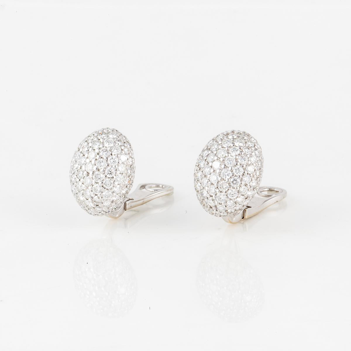 Estate Roberto Coin 18K White Gold Pavé Diamond Earrings – Tenenbaum  Jewelers