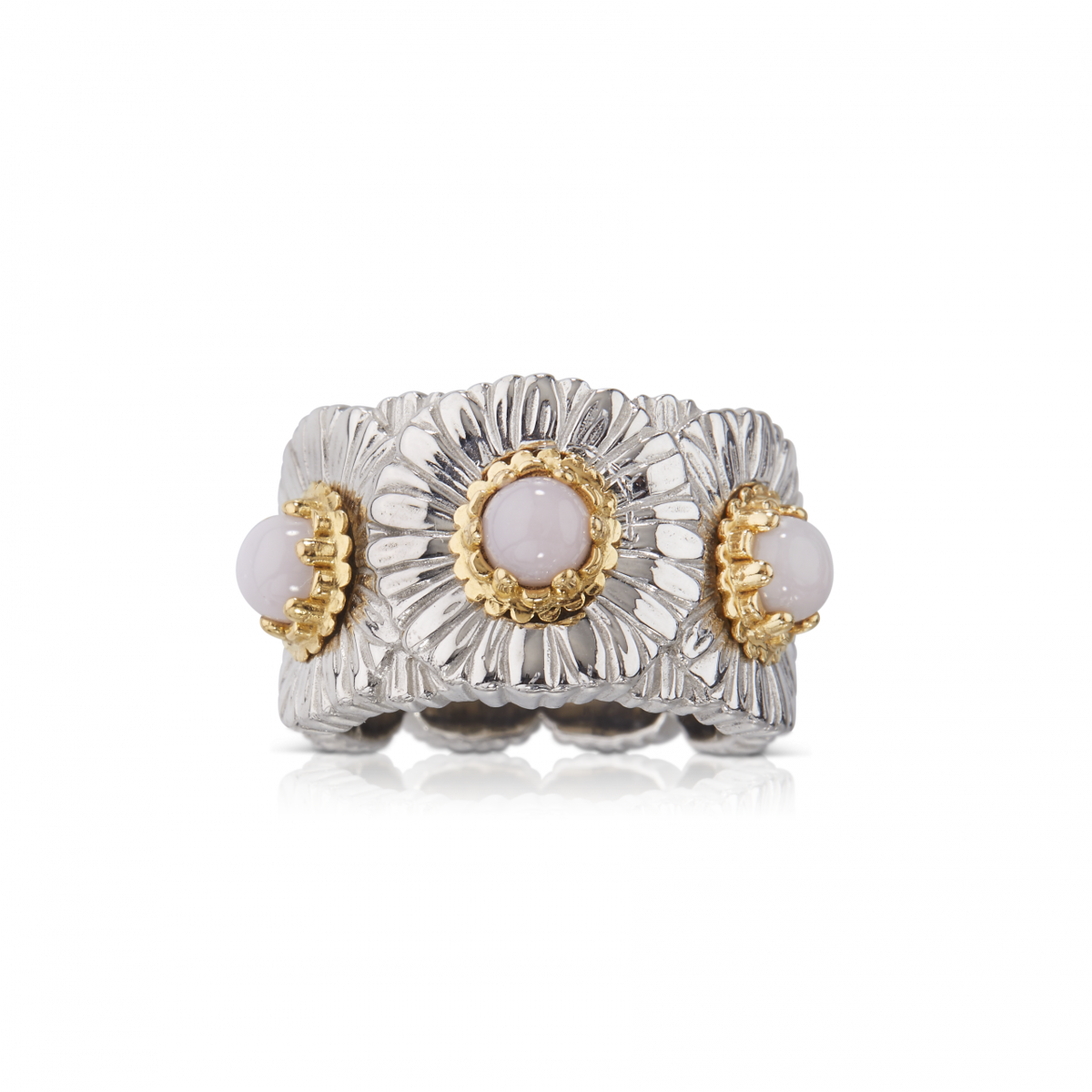 Buccellati Sterling Silver Pink Opal Daisy Ring – Tenenbaum Jewelers