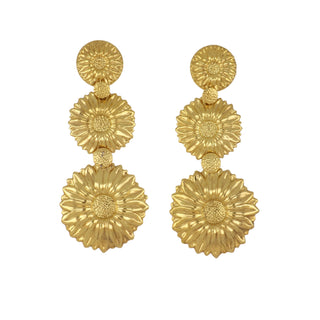 Estate LaLaounis 18K Gold Multi Drop Floral Earrings