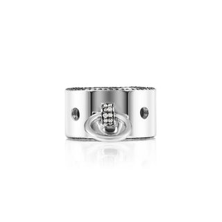 Vincent Peach Sterling Silver Equestrian Band with Diamonds