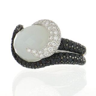 Estate 18K Gold Moonstone with Diamonds and Sapphires