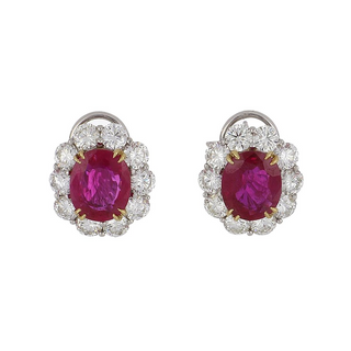 White G&PT Rubies Clip Earrings with Diamonds