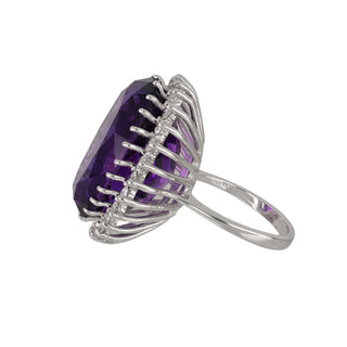 Vintage 14K White Gold Amethyst Ring with Diamonds