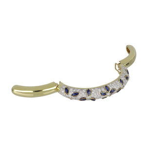 1970s Two-Tone Diamond Hinged Bracelet with Sapphires