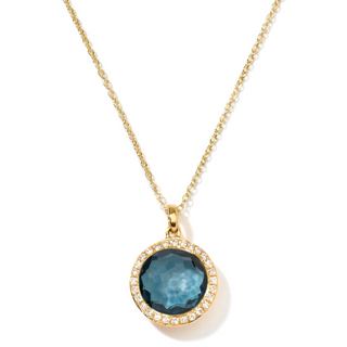 Ippolita 18K Gold Blue Topaz Pendant Necklace with Diamond