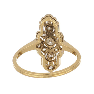 Art Deco Two-Tone 14K Gold Diamond Navette Ring