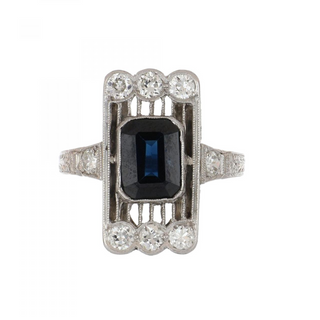 Vintage/Estate White Platinum Sapphire Other with Diamonds