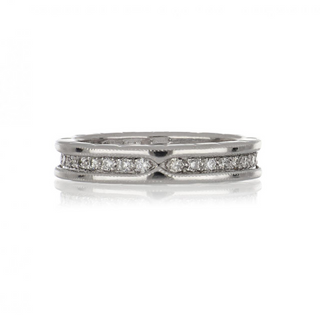 Modern Bulgari 18K White Gold Round Brilliant-Cut Diamonds Eternity Band