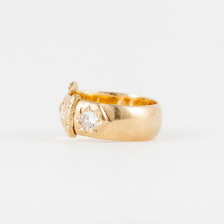 Edwardian 18K Gold Buckle Ring with Diamonds