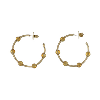 Tenenbaum Collection 18K Gold Citrines Hoop Earrings