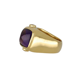 1980s 18K Gold Citrine and Amethyst Twin Stone Ring