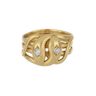 Victorian 18K Gold Serpent Ring with Diamonds