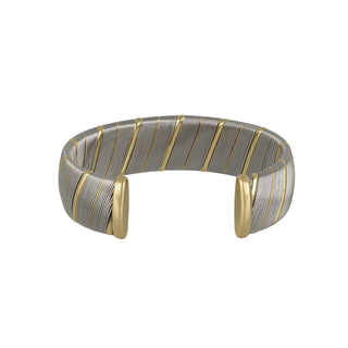 Vintage Cartier Steel and Gold Wide Cuff Bracelet