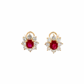 Tenenbaum Workshop 18K Gold Rubies Stud Earrings with Diamonds