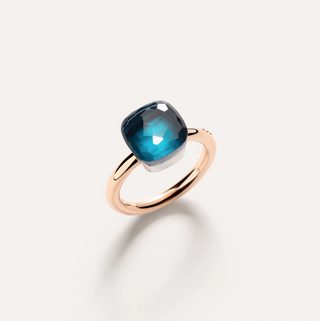 Pomellato 18K Rose Gold London Blue Topaz Nudo Classic Ring