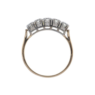 Mid-Century Two-Tone 14K Gold Round Brilliant-Cut Diamonds Half Band