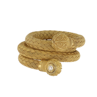 Victorian 14K Gold Woven Triple Wrap Bracelet with Diamond