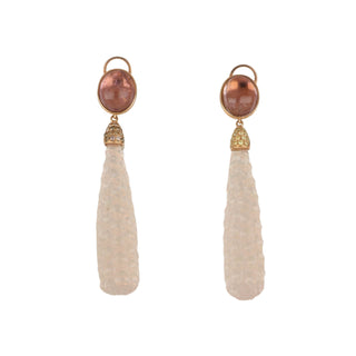 Tenenbaum Collection 18K Rose Gold Diamonds Drop Earrings with Tourmalines