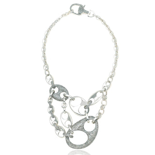 Vincent Peach Sterling Silver Diamonds Bib Necklace