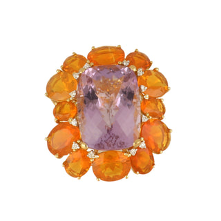 Tenenbaum Collection 18K Gold Amethyst Cocktail Ring with Opals