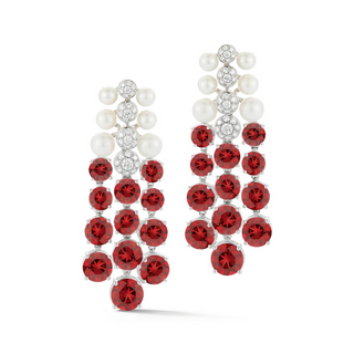 Seaman Schepps 18K White Gold Pearls Chandelier Earrings with Garnets