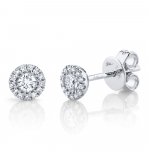 Shy Creation White 14K Gold Diamond Stud Earrings