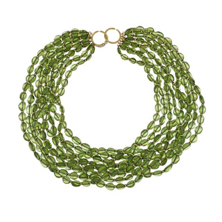 Vintage/Estate 18K Gold Peridot Bead Necklace with Diamonds