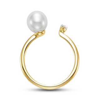 Mastoloni 14K Gold Freshwater Pearl Wrap Ring with Diamond