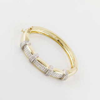 Vintage/Estate Two-Tone 18K Gold Diamonds Bangle Bracelet