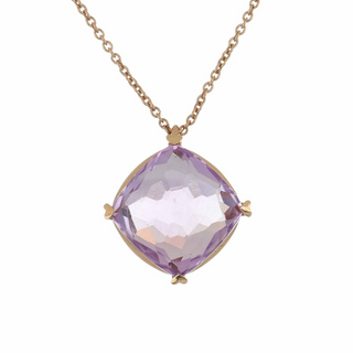 Signed 18K Rose Gold Amethyst Pendant Necklace