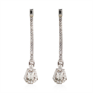 Vintage/Estate White Platinum Diamonds Drop Earrings