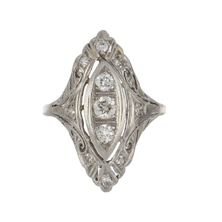 Platinum Diamonds Navette Ring