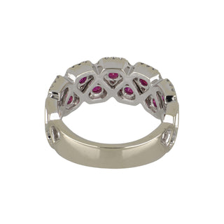 Estate Spark Creations 18K White Gold Ruby and Diamond Band