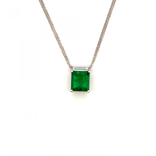 Tenenbaum Workshop 18K White Gold Emerald Pendant Necklace with Diamond