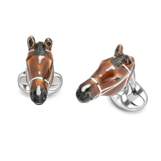 Deakin & Francis Sterling Silver Enamel Horse Cufflinks