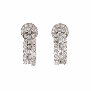 Vintage/Estate White Platinum Diamonds Drop Earrings with Diamonds