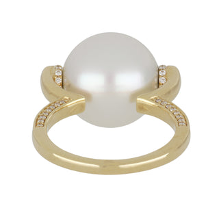 Mastoloni 18K Gold South Sea Pearl Cocktail Ring with Diamonds