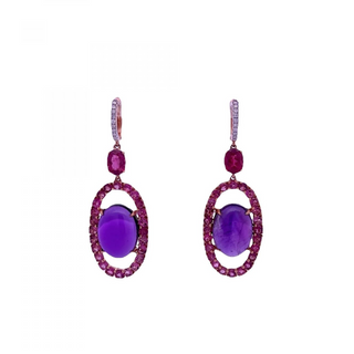 Tenenbaum Collection 18K Gold Amethysts Multi Drop Earrings with Diamonds