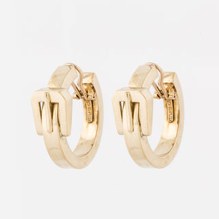 Estate Italian 18K Gold Buckle Hoop Earrings