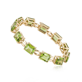 Signed 18K Gold Peridot Link Bracelet