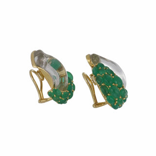 Seaman Schepps 18K Gold Emerald Drop Earrings with Rck Crys