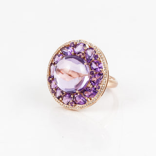 Estate 18K Gold Amethyst Ring with Diamonds