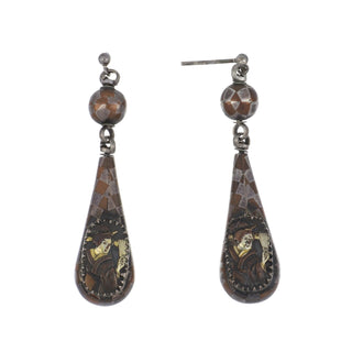 Victorian Shakudo Torpedo Drop Earrings