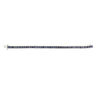 Vintage/Estate White 14K Gold Sapphires Line Bracelet