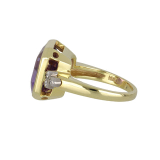 Mazza Two-Tone 14K Gold Amethyst Cocktail Ring with Diamonds