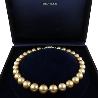 Tiffany & Co. 18K White Gold South Sea Pearl Bead Necklace with Diamonds