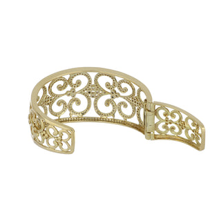 Estate Leslie Greene 18K Gold Openwork Diamond Cuff Bracelet