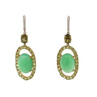 Tenenbaum Collection 18K Gold Diamonds Drop Earrings with Peridot